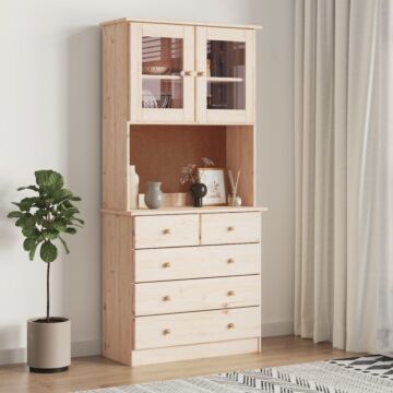 Vidaxl Highboard Alta 77x35x165 Cm Solid Wood Pine