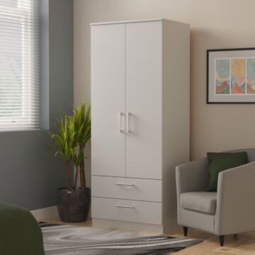 Devon Double 2 Drawer Wardrobe In Grey Matt