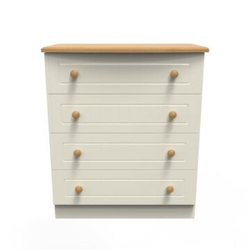 Warwick 4 Drawer Chest In Cream Ash & Modern Oak