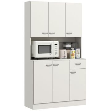 Homcom Freestanding Kitchen Pantry Storage Cabinet - White