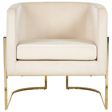 Armchair Beige Golden Metal Frame Round Back Glam Modern Style Living Room Bedroom Beliani