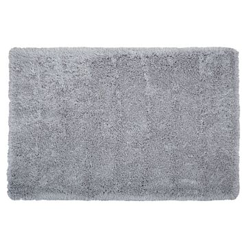 Shaggy Area Rug High-pile Carpet Solid Grey Polyester Rectangular 160 X 230 Cm Beliani