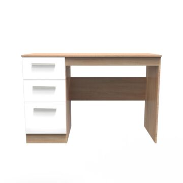 Contrast 3 Drawer Desk In White & Bardolino Oak