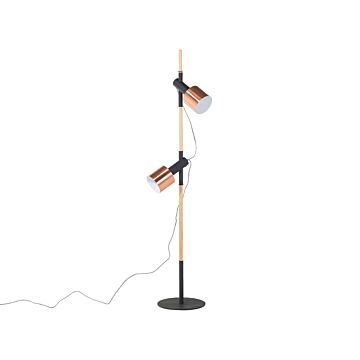 Floor Lamp Black With Copper Metal 125 Cm Adjustable Round Spotlights Modern Design Beliani
