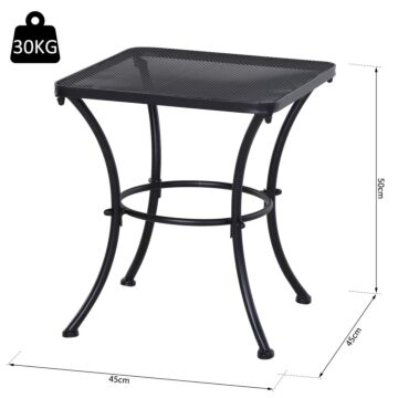 Outsunny Metal Square Outdoor Garden Bistro Table Black