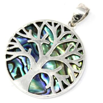 Tree Of Life Silver Pendant 3cm - Abalone