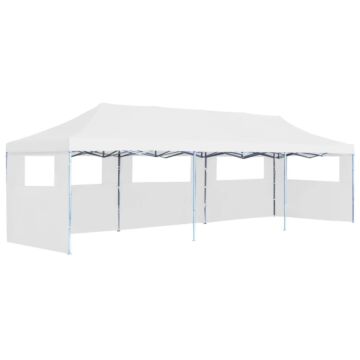 Vidaxl Folding Pop-up Party Tent With 5 Sidewalls 3x9 M White