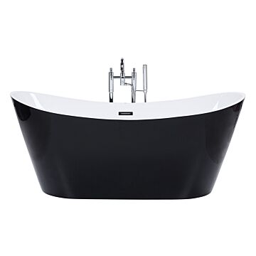 Bath Black With Silver Sanitary Acrylic Single 150 X 75 Cm Freestanding Modern Beliani