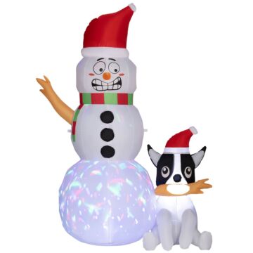 Outsunny 6.2ft Christmas Inflatable Snowman With Dog, Christmas Blow Up Outdoor Led Display For Garden Party