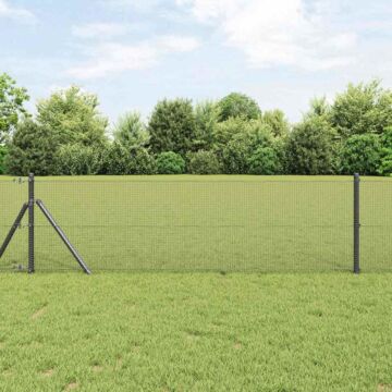 Vidaxl Welded Wire Fence With 13 Posts Grey 0.4x100 M Steel