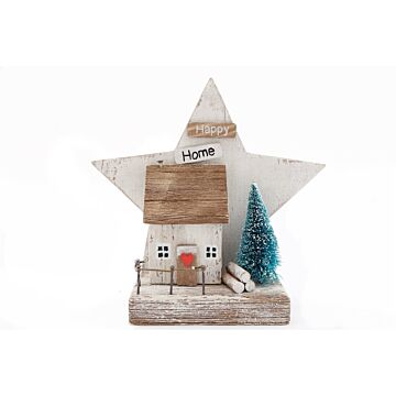 Star & House Scene Ornament 18cm