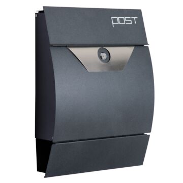 Homcom Lockable Mail Box, Wall-mounted, Steel-grey