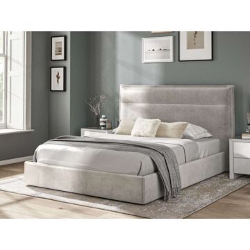 5'0 Fabric Bed - Silvery Grey - Velvet