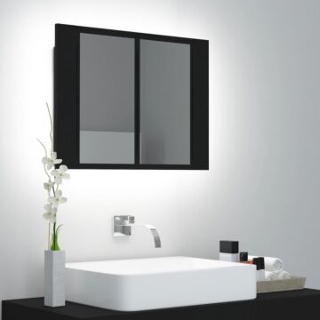 Vidaxl Led Bathroom Mirror Cabinet Black 60x12x45 Cm Acrylic