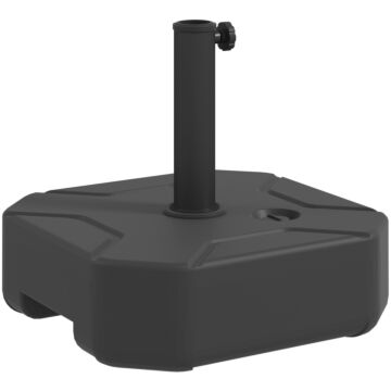 Outsunny Square Garden Parasol Base, Garden Umbrella Stand Heavy Duty Parasol Base, Filled Up To 25kg With Stand Or 20kg With Water For Garden, Poolside, Black