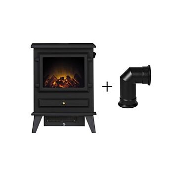 Adam Hudson Electric Stove In Black With Angled Stove Pipe