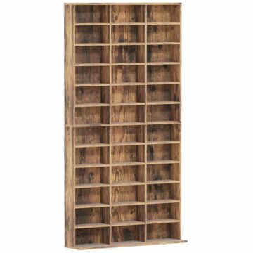 Homcom Cd Storage Unit With Adjustable Shelves, 102 X 195 Cm, Rustic Brown