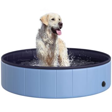 Pawhut Pet Swimming Pool, Foldable, 120 Cm Diameter-blue