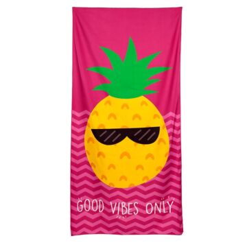 Microfibre Beach Towel - Good Vibes Pineapple