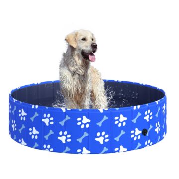 Pawhut Dog Swimming Pool Foldable Pet Bathing Shower Tub Padding Pool Dog Cat Puppy Washer Indoor/outdoor Φ120 × 30h Cm M Sized