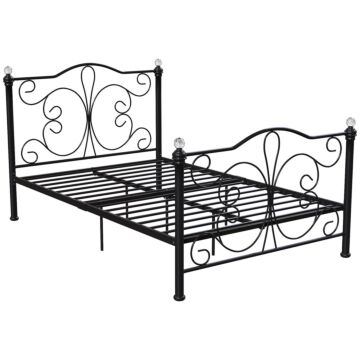 Vida Designs Chicago Small Double Metal Bed, Black