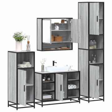 Vidaxl 4 Piece Bathroom Furniture Set Grey Sonoma Engineered Wood