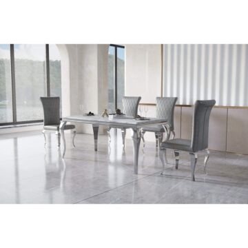 Grande Pu Dining Chair Grey With Stainless Steel Legs