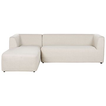 Right Hand Corner Sofa Polyester Light Beige 4-seater Upholstered Plastic Legs Fabric Minimalist Modern Beliani