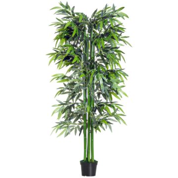Outsunny 6ft Artificial Bamboo Tree Plant Greenary In A Pot For Home Office Planter 1.8m