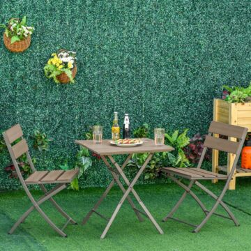 Outsunny 3 Piece Foldable Garden Bistro Set Patio Furniture Set With Table And 2 Chairs For Conservatory Balcony Terrace, Grey