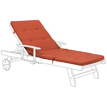 Garden Sun Lounger Cushion Red Polyester Seat Backrest Pad Modern Design Outdoor Pad Beliani