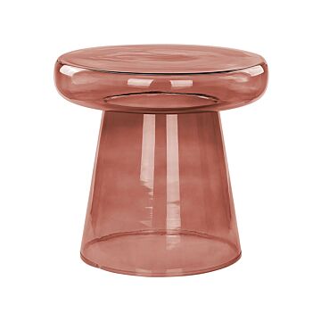 Side Table Dark Red Glass Accent End Table Decor Display Tinted Transparent Design Beliani