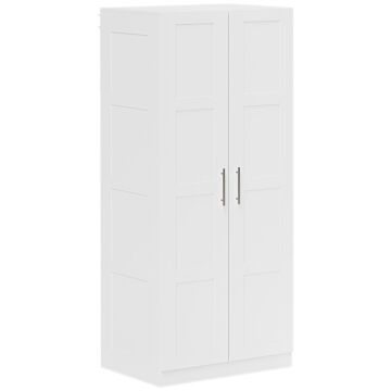 Homcom Double Paneled Door Wardrobe, With Shelves - White