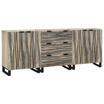 Vidaxl Bathroom Furniture Set 3 Pcs White Solid Rough Mango Wood