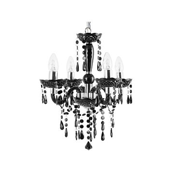 Chandelier Black With Crystals 4 Light Glam Beliani