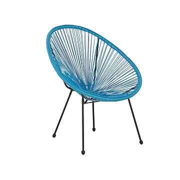 Garden Chair Blue Pe Rattan Papasan Outdoor Indoor Furniture Deep Seat Modern Design Beliani