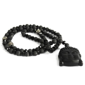 Buddha / Black Stone - Gemstone Necklace