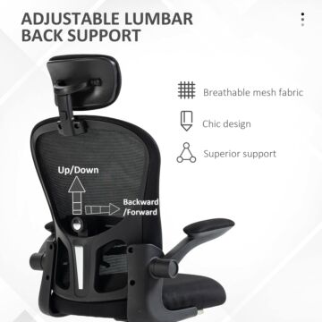 Vinsetto Multi-adjustable Office Chair, With Lumbar Support, Headrest And Mesh Back - Black
