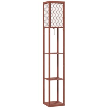 Homcom Three-shelf Standing Lamp - Brown/white