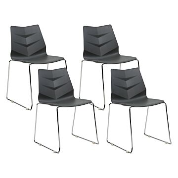 Set Of 4 Dining Chairs Black Stackable Armless Leg Caps Plastic Steel Legs Conference Chairs Contemporary Modern Scandinavian Design Dining Room Seating Beliani