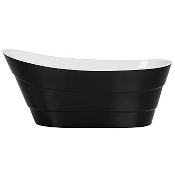 Bathtub Black Acrylic Oval Overflow System Freestanding Modern Beliani