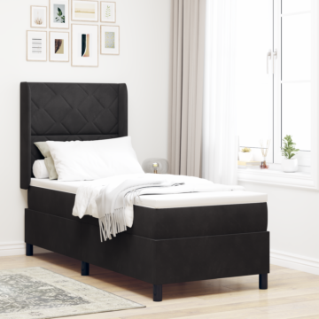 Vidaxl Box Spring Bed With Mattress Black 80x200 Cm Velvet