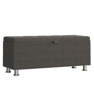 Valencia Storage Ottoman, Dark Grey Linen