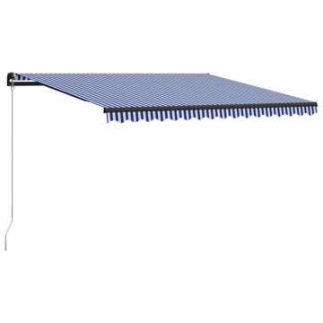 Vidaxl Manual Retractable Awning 450x300 Cm Blue And White