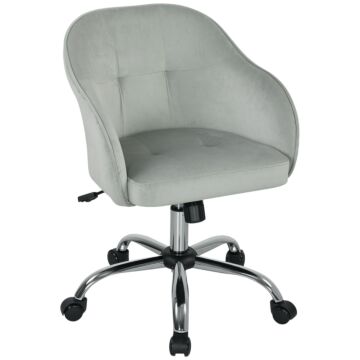 Homcom Velvet-feel Swivel Office Chair - Grey