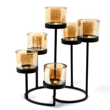 Centrepiece Iron Votive Candle Holder - 6 Cup Circule Tree