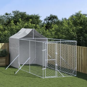 Vidaxl Outdoor Dog Kennel With Roof Silver 2x6x2.5 M Galvanised Steel