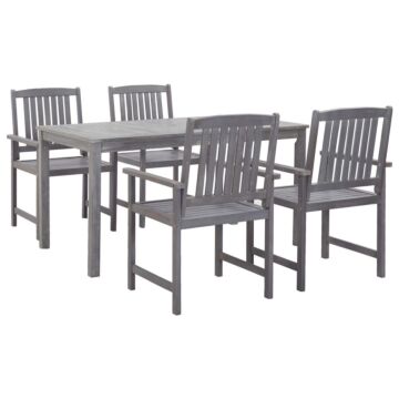 Vidaxl 5 Piece Outdoor Dining Set Grey Solid Acacia Wood