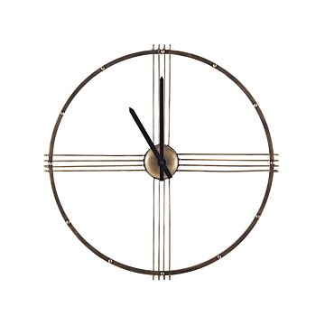 Wall Clock Gold Iron Frame Minimalist Design No Numbers Round 64 Cm Beliani