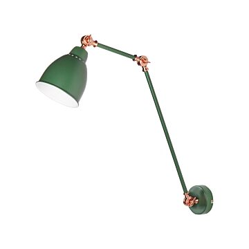 Wall Spot Lamp Dark Green Metal Ø 14 Cm Matt Finish Long Swing Arm Reading Light Modern Design Beliani